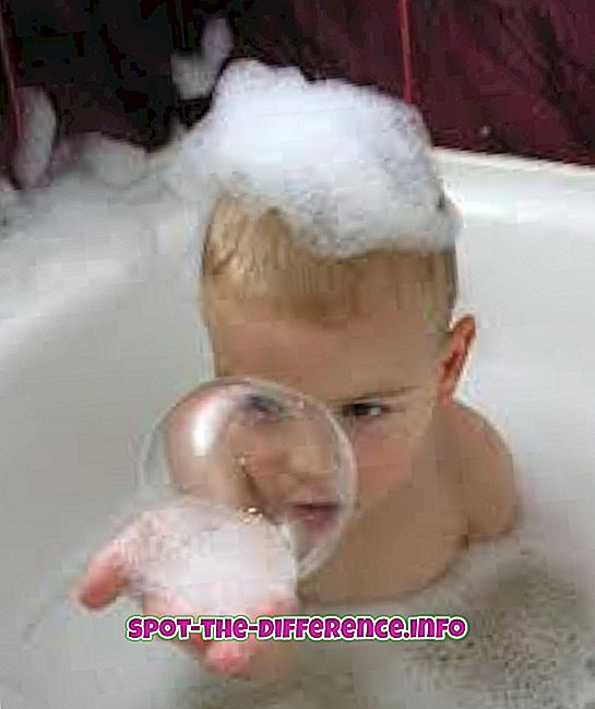 ความแตกต่างระหว่าง: ความแตกต่างระหว่าง Bubble Bath กับ Foam Bath
