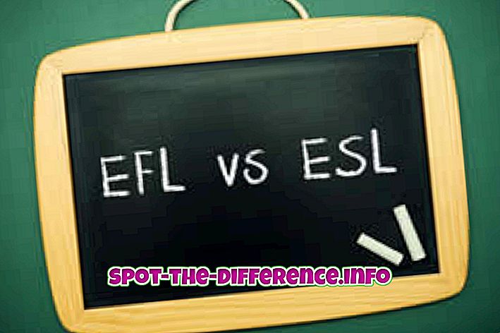 ความแตกต่างระหว่าง: ความแตกต่างระหว่าง ESL และ EFL
