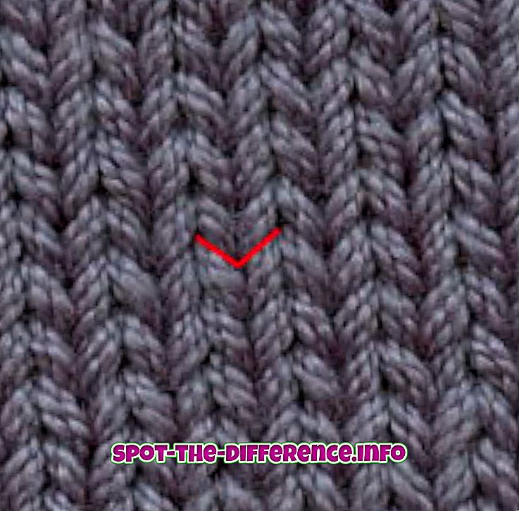 populární srovnání: Rozdíl mezi pletení a Purling